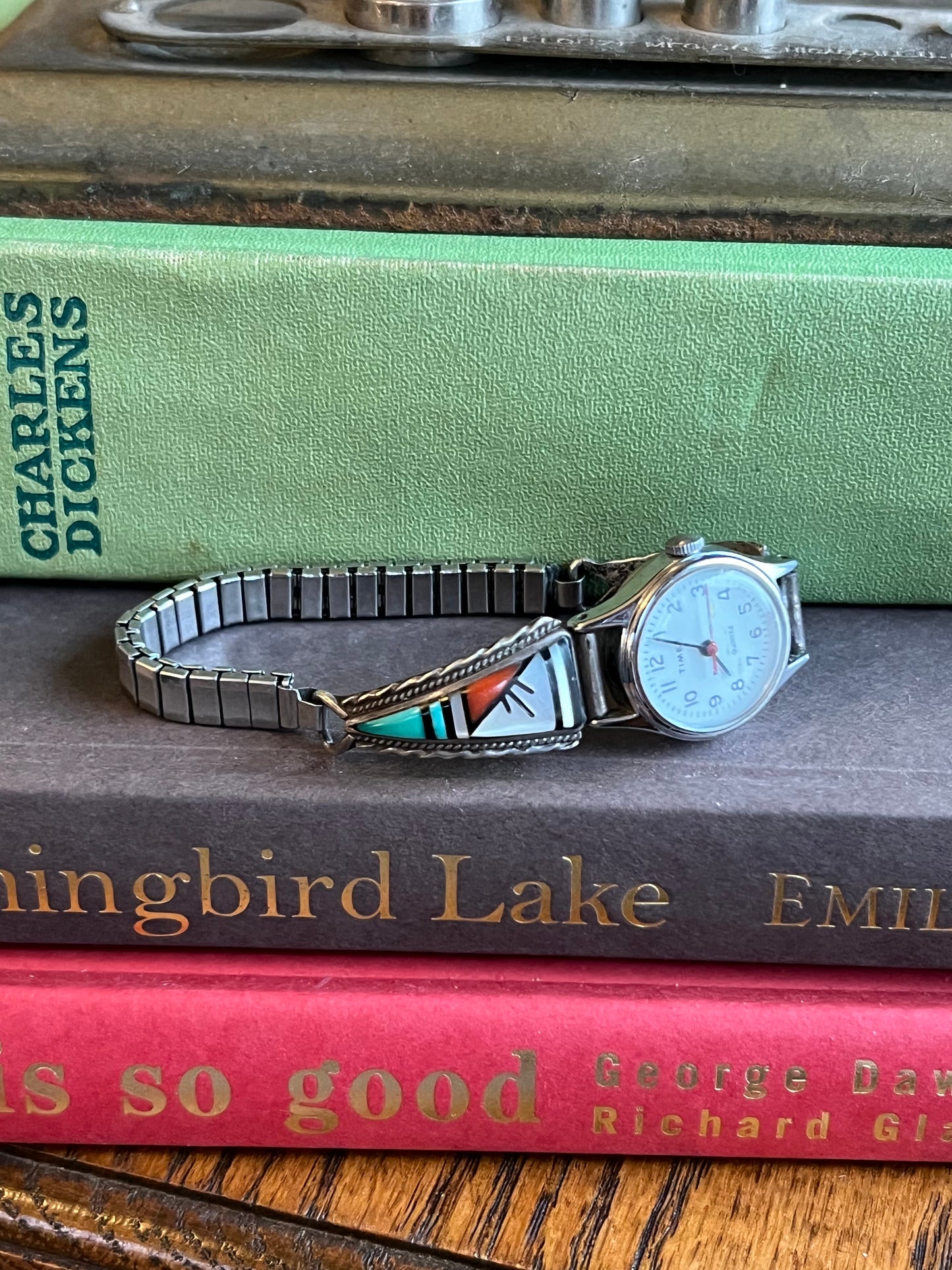 Vintage Timex Quartz Watch with Zuni Inlay