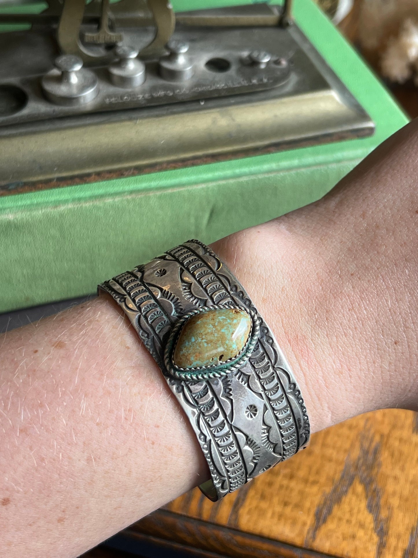 Signed RE Menassa Turquoise Cuff