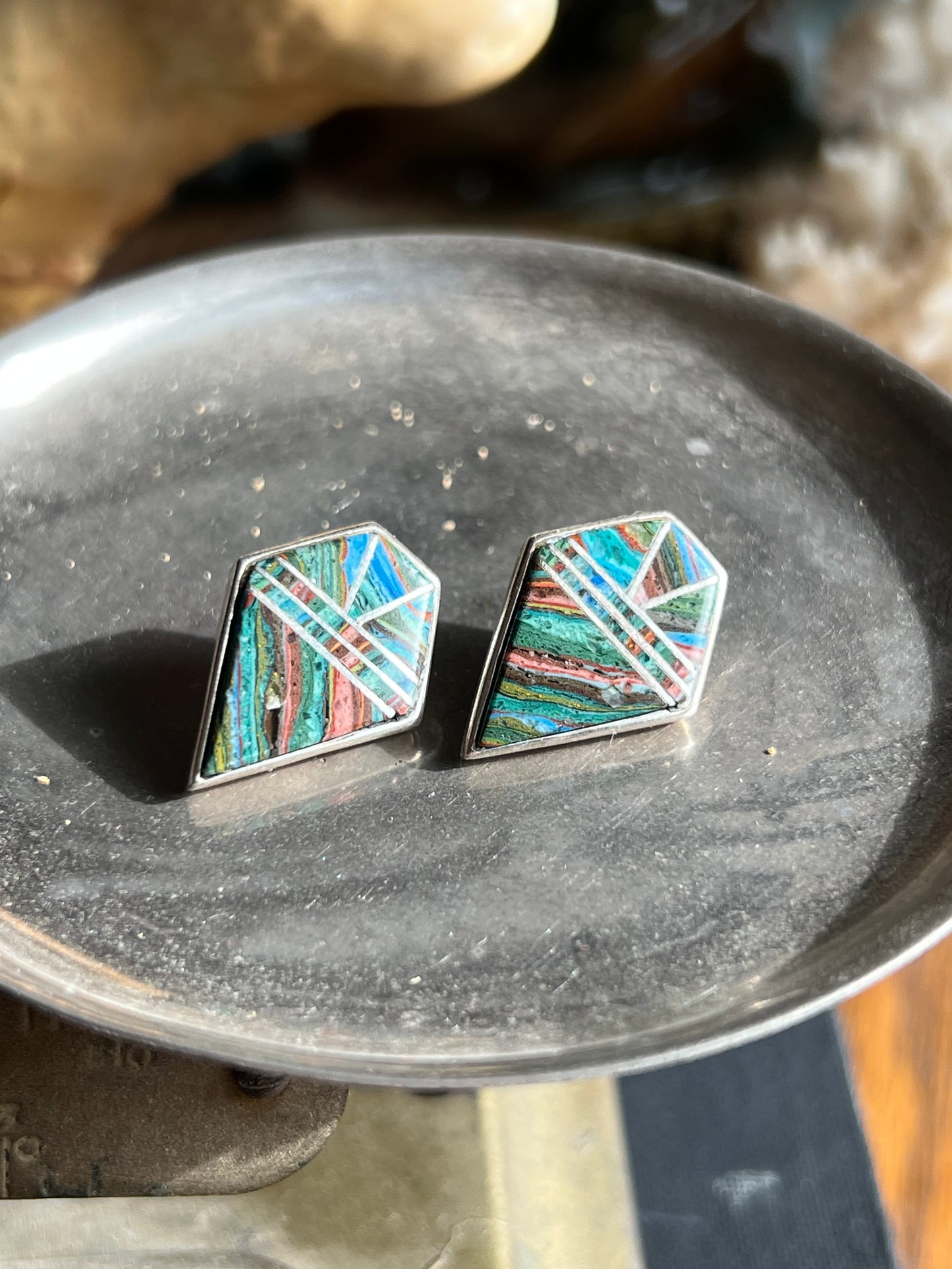 Multi Color Inlay Earrings
