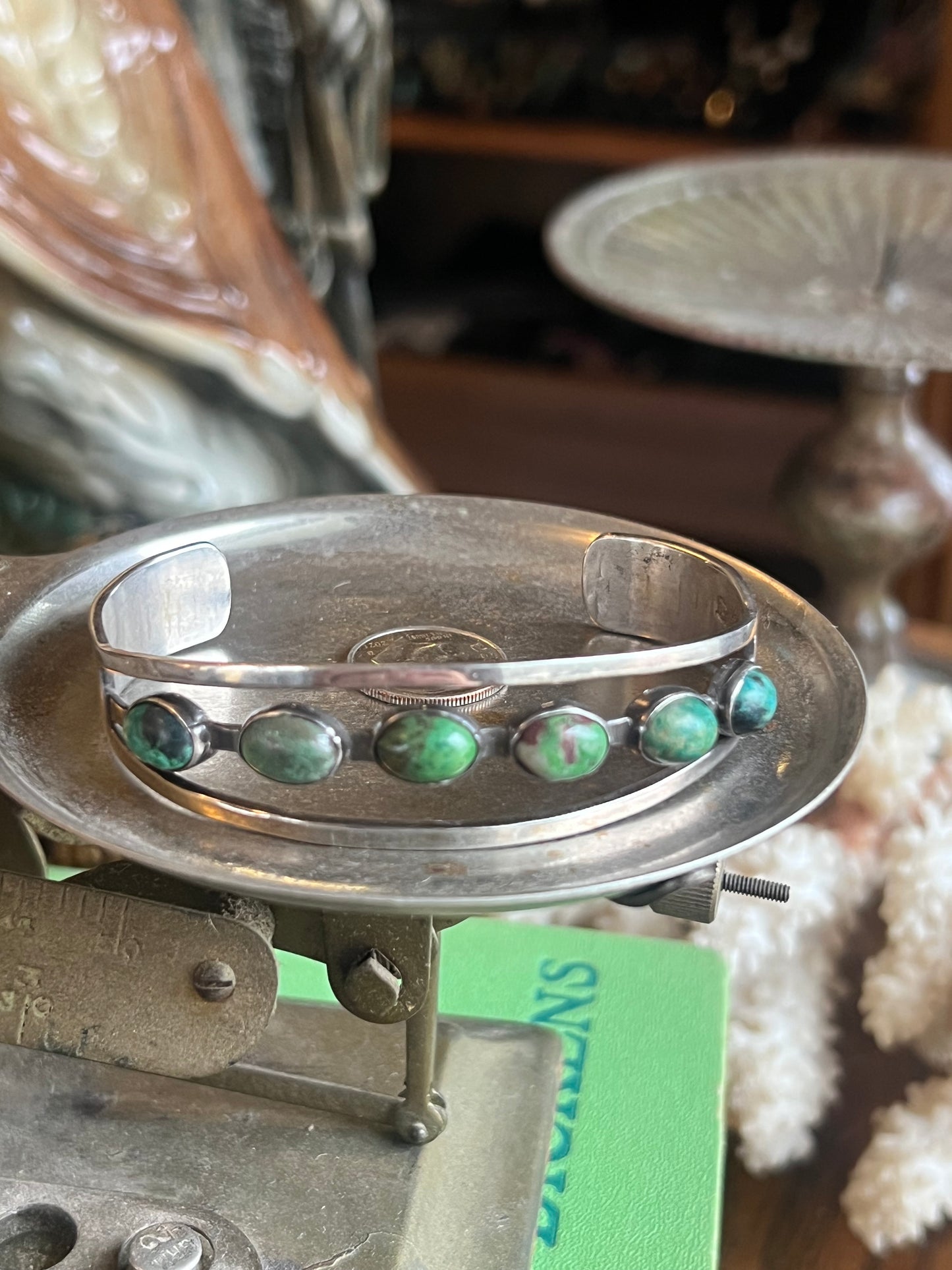 Green Turquoise 6-Stone Cuff