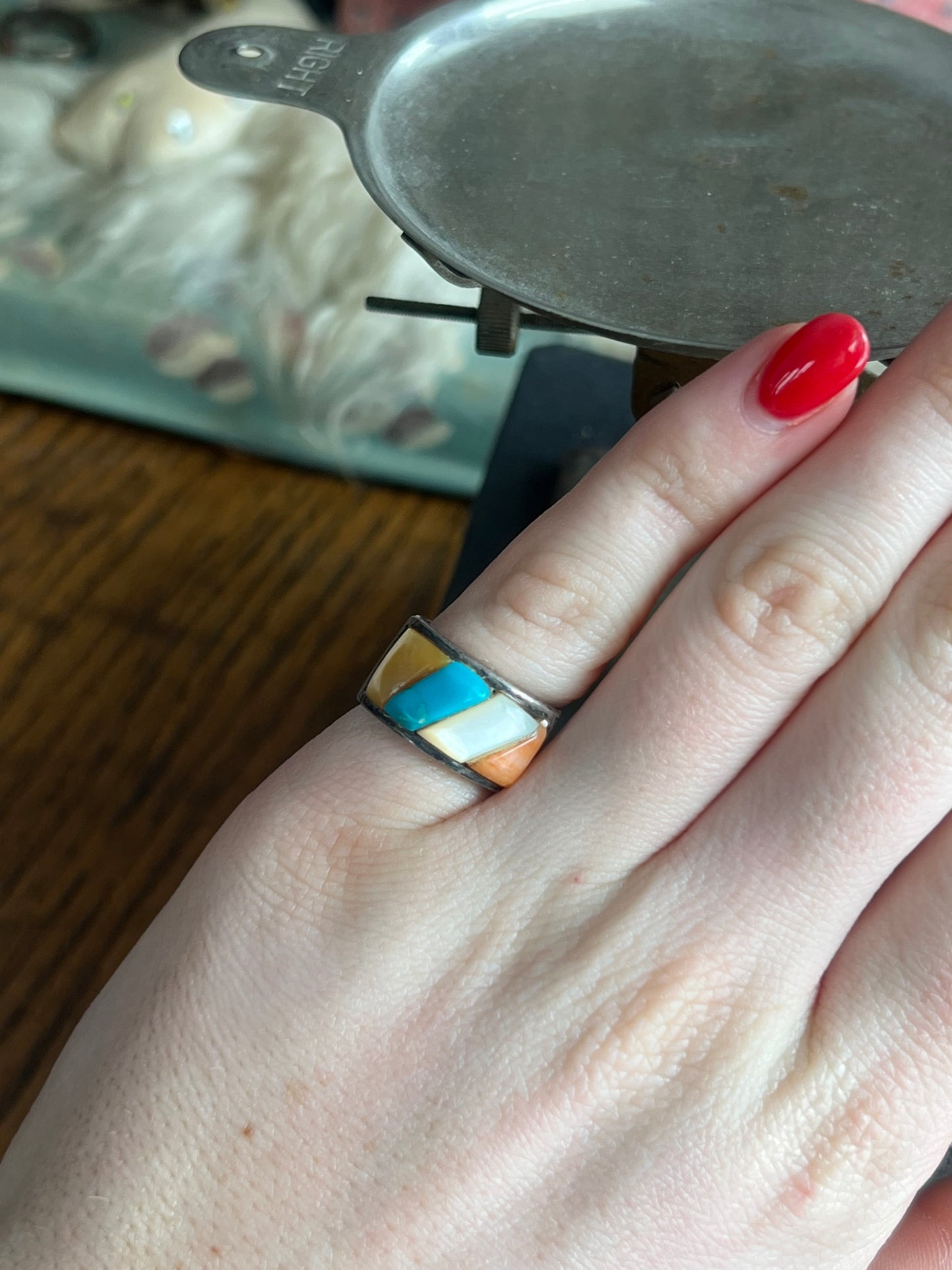MOP/Spiny Oyster/Turquoise Ring