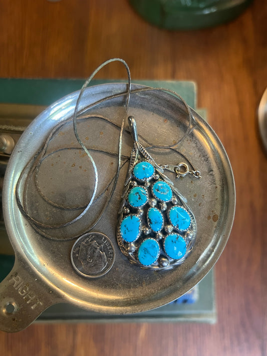 T T. Sleeping Beauty Turquoise 8-Stone Pendant on Chain Necklace