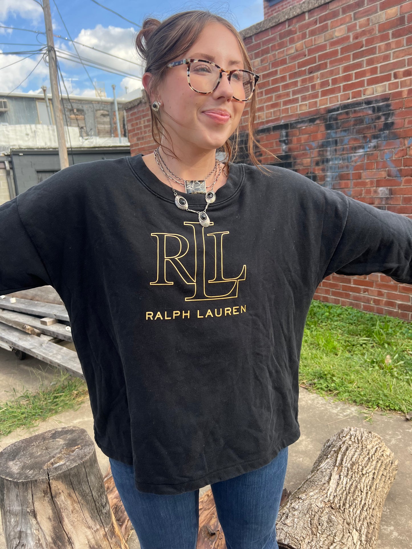RL Black & Gold Lightweight Crew Neck