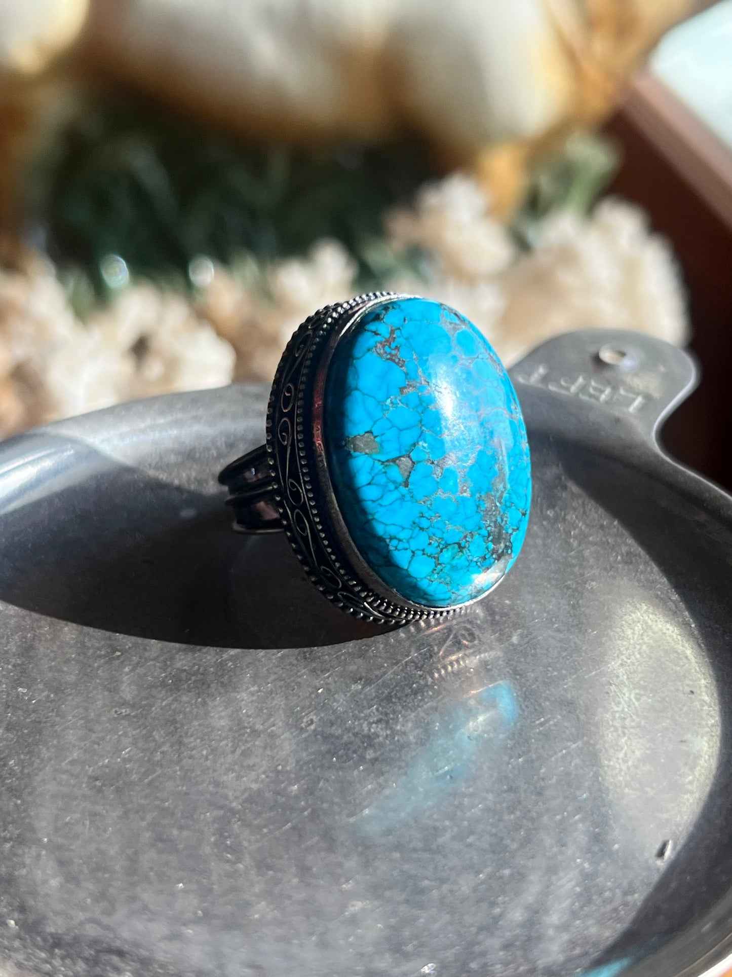 Sterling Silver Bisbee Blue Turquoise Stone Ring