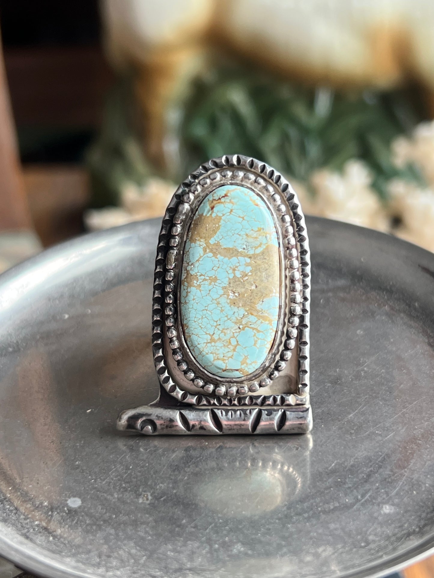 Chunky Turquoise with Detailed Frame Ring
