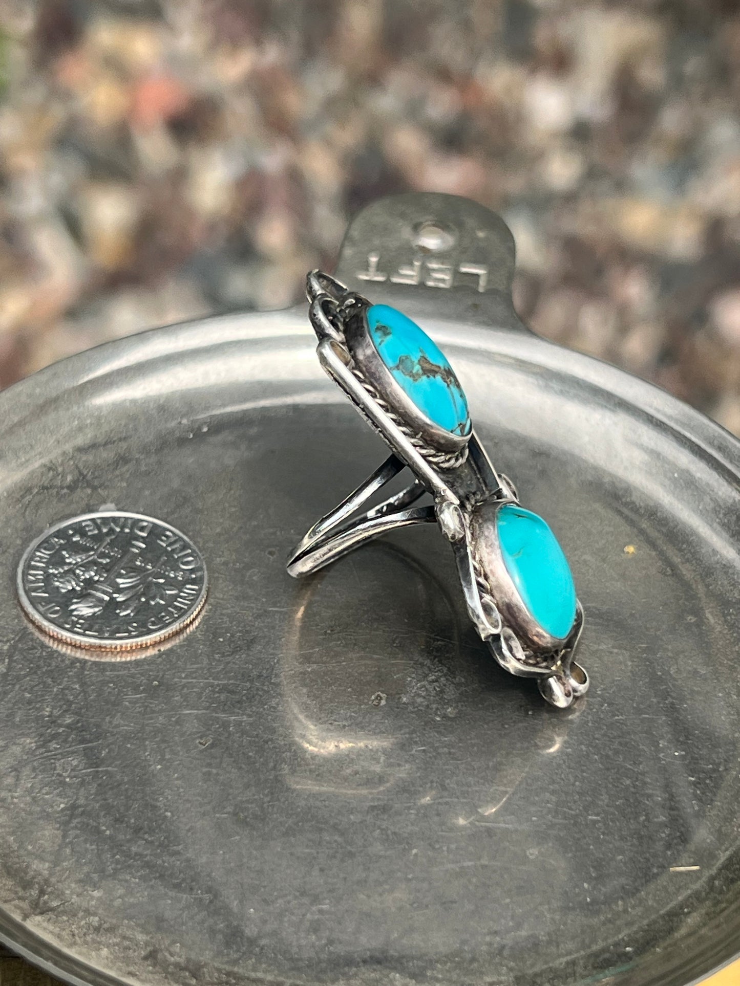 Fox Turquoise Double Stone Ring