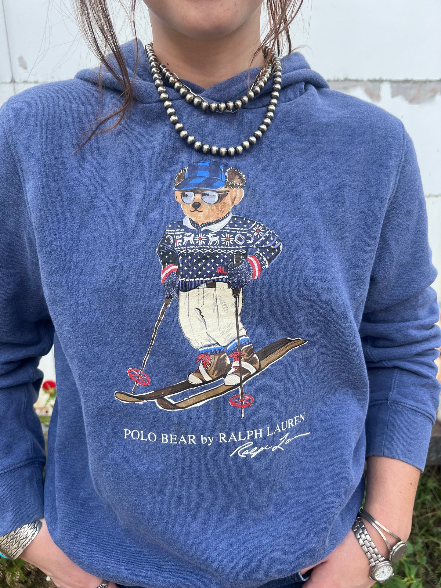 RL Blue Skiing Bear Sweatshirt