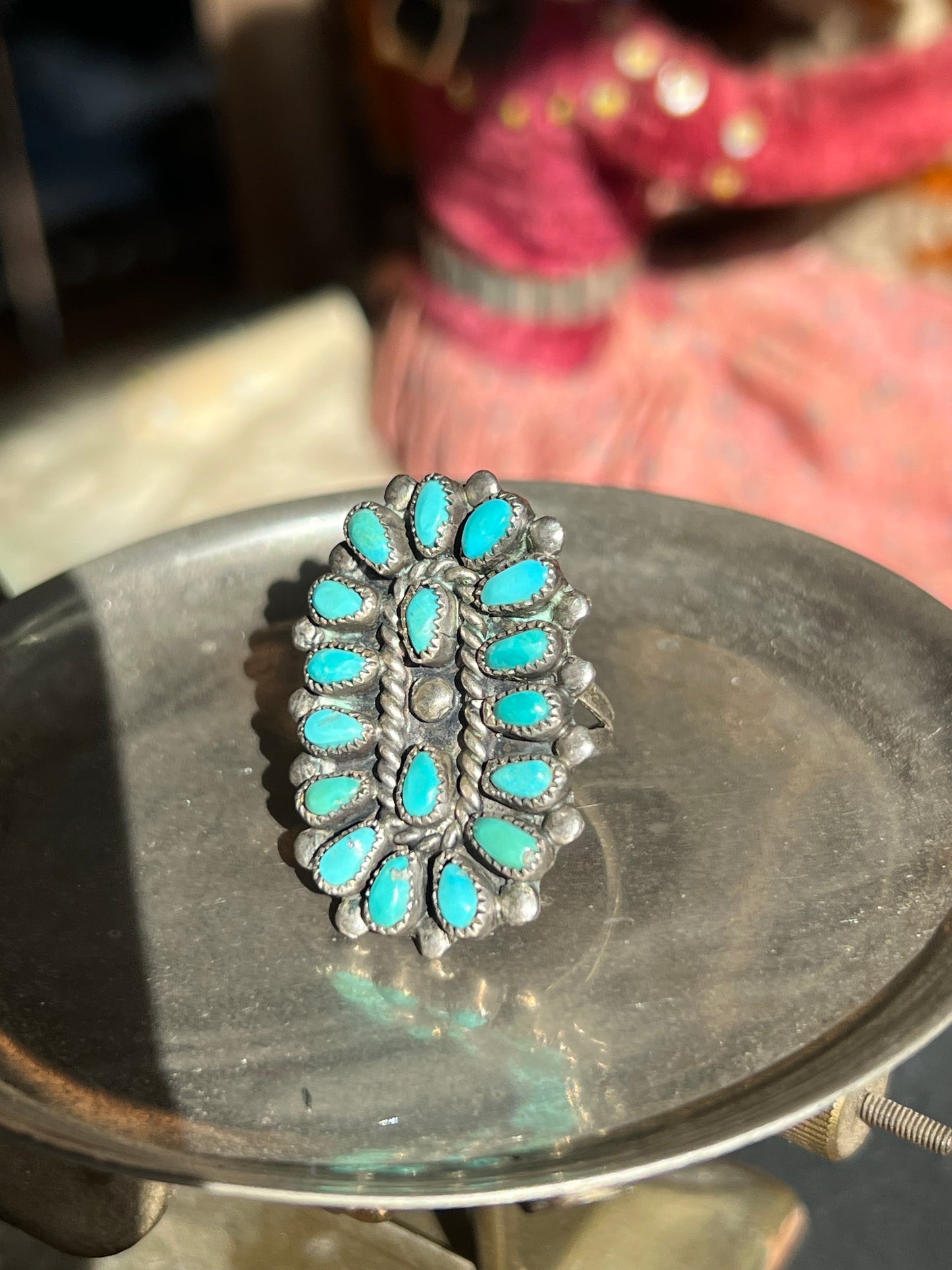 Turquoise Petit Point Zuni Ring