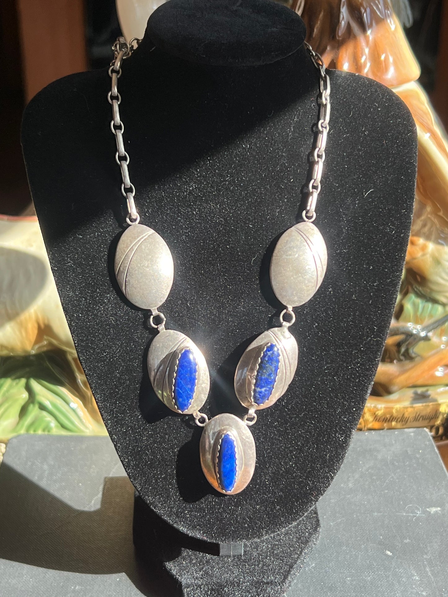 “RB” Blue Lapis 3-Stone Necklace