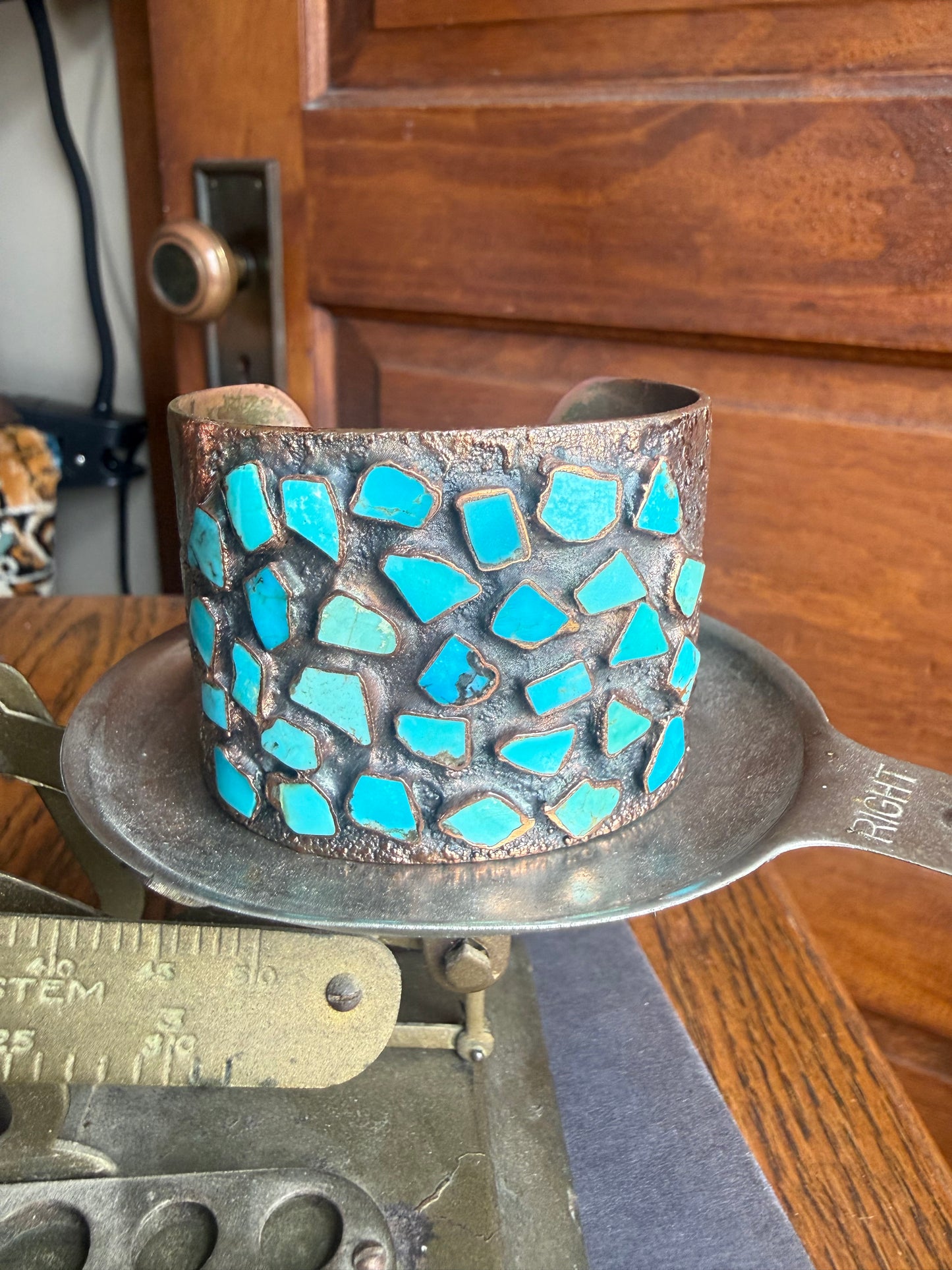 Solid Copper with Turquoise Stones Cuff