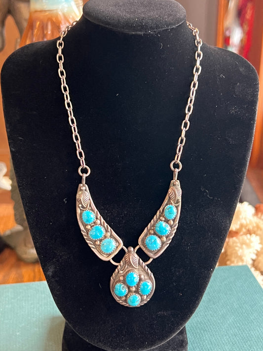 “R” Blue Ridge Turquoise 10-Stone Panel Necklace