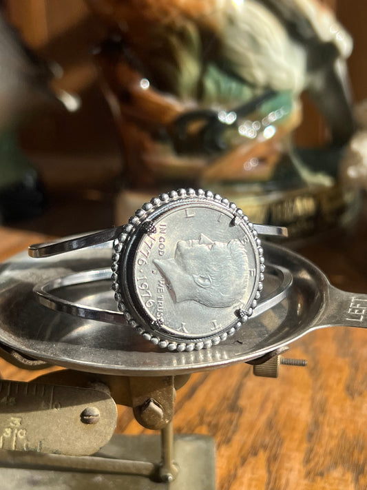 John Kennedy Old Half Dollar Coin Hinge Cuff