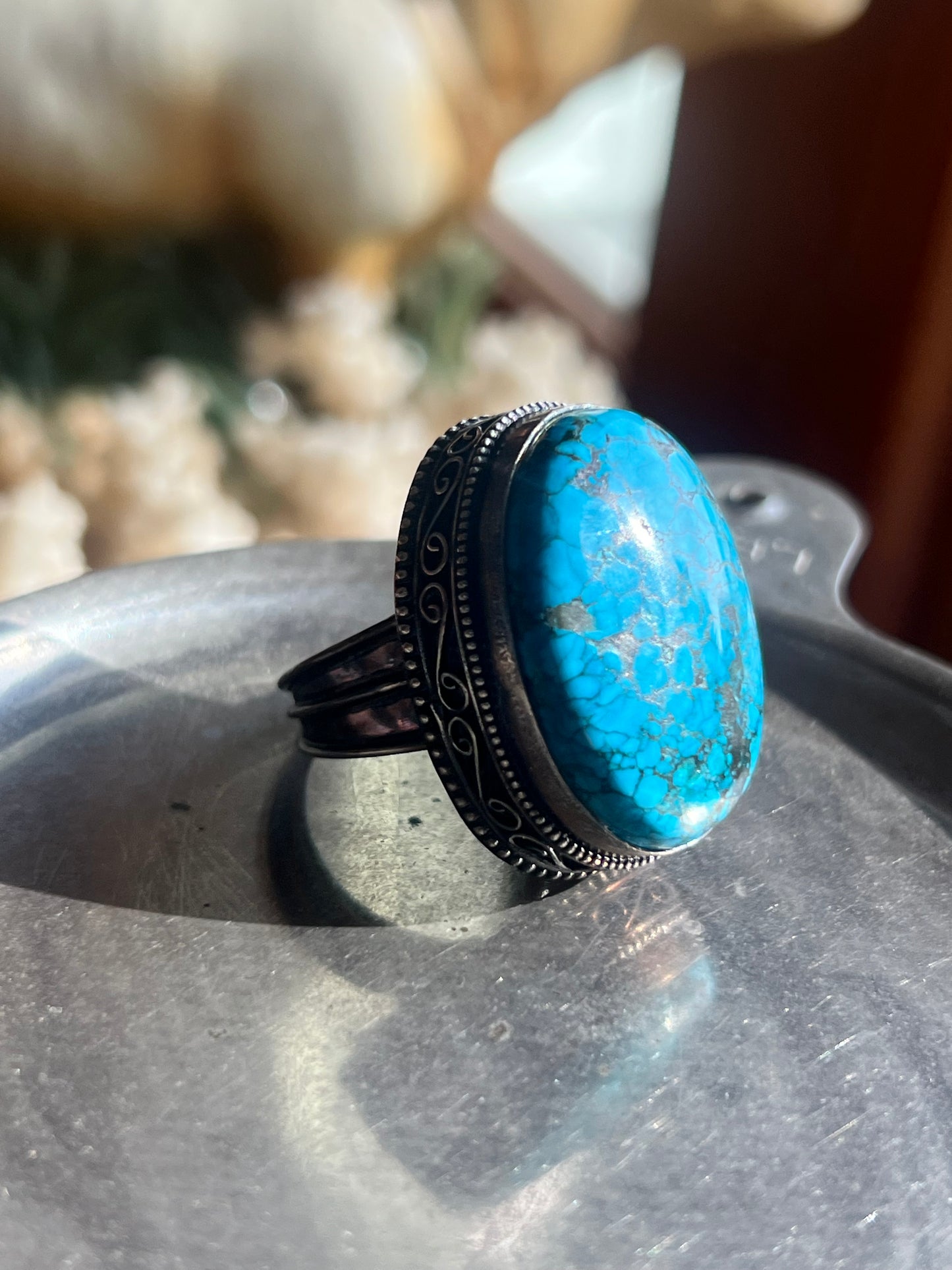 Sterling Silver Bisbee Blue Turquoise Stone Ring