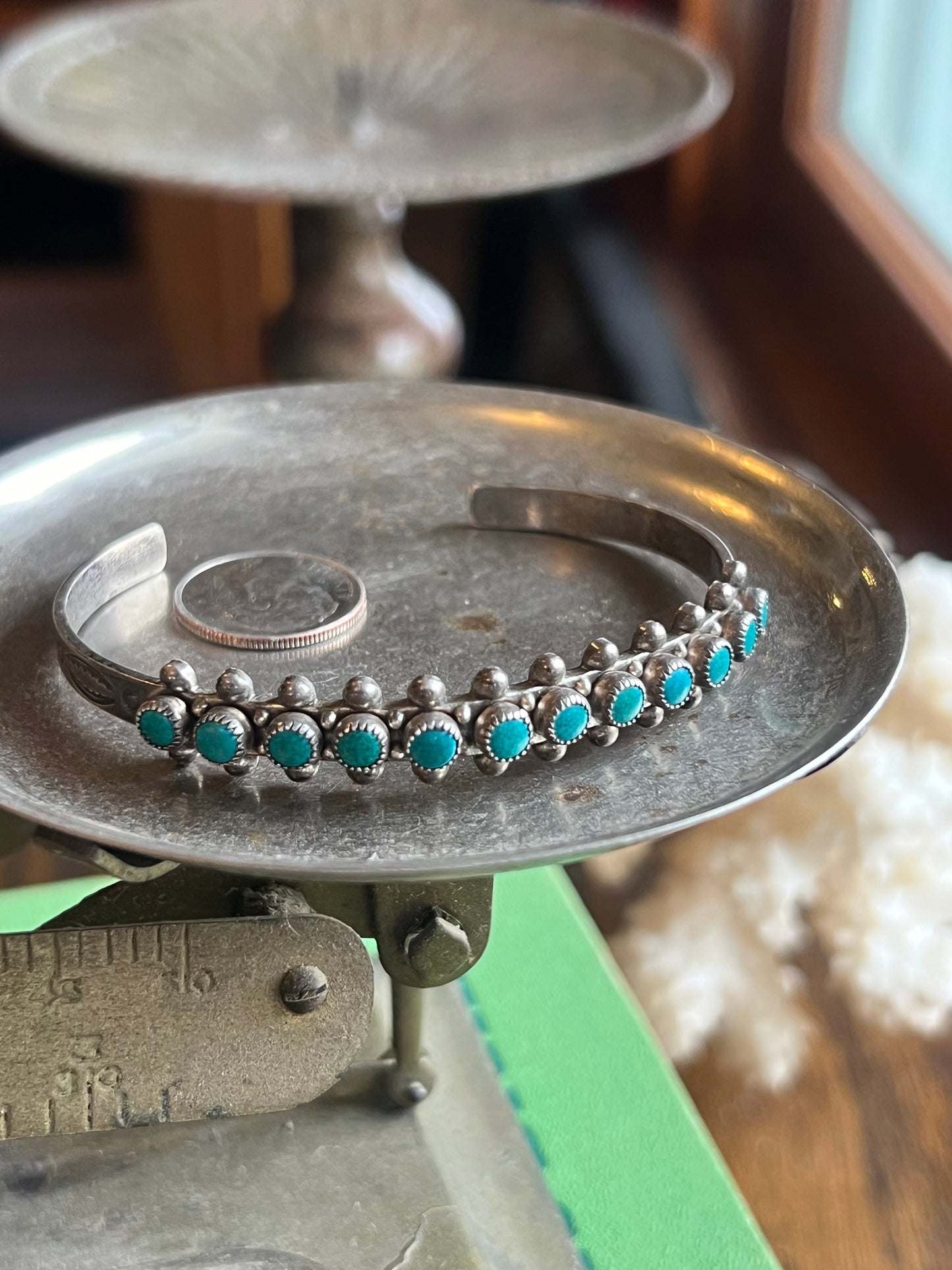 12 Turquoise Stone Sterling Silver Cuff