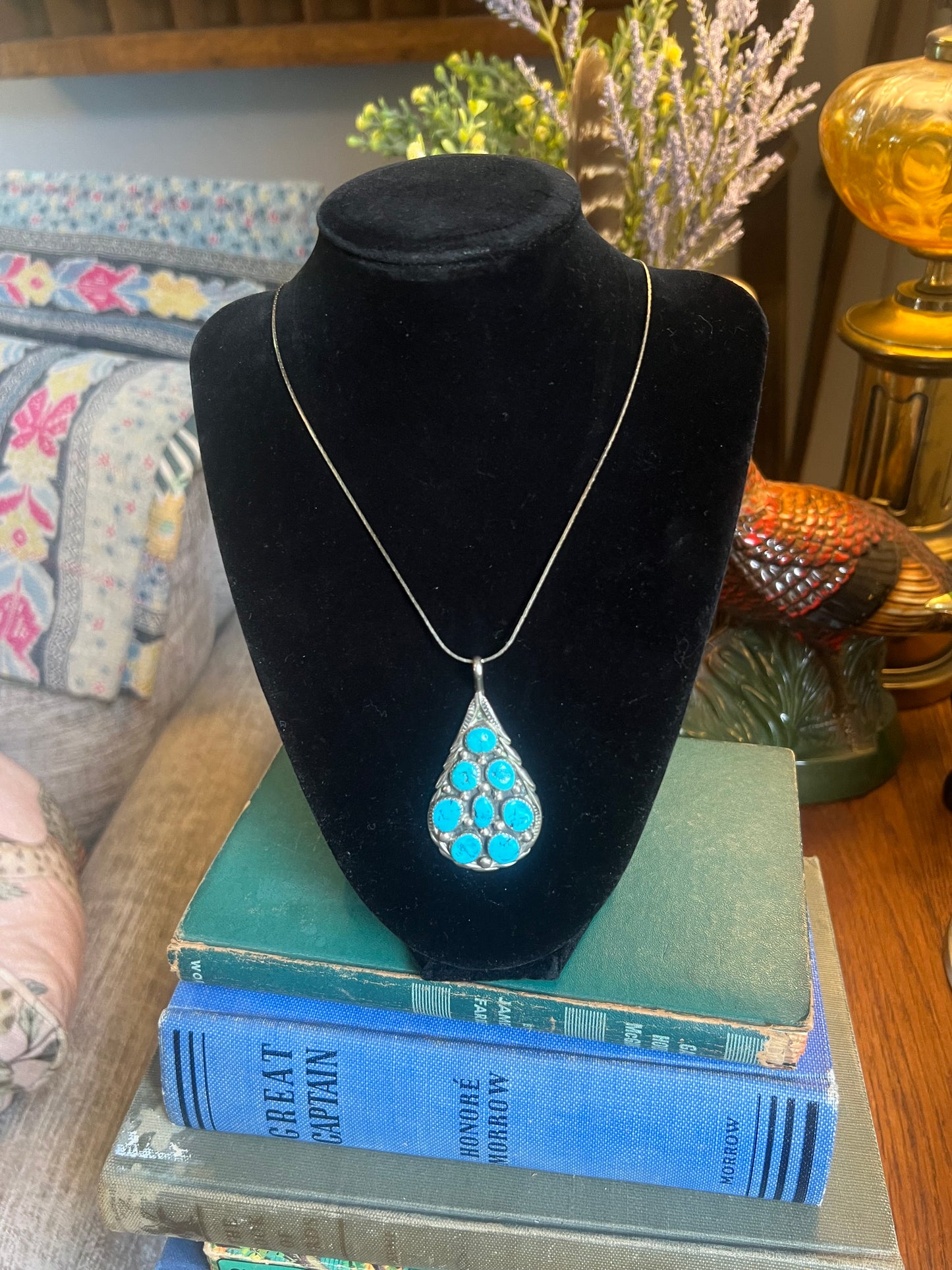 T T. Sleeping Beauty Turquoise 8-Stone Pendant on Chain Necklace