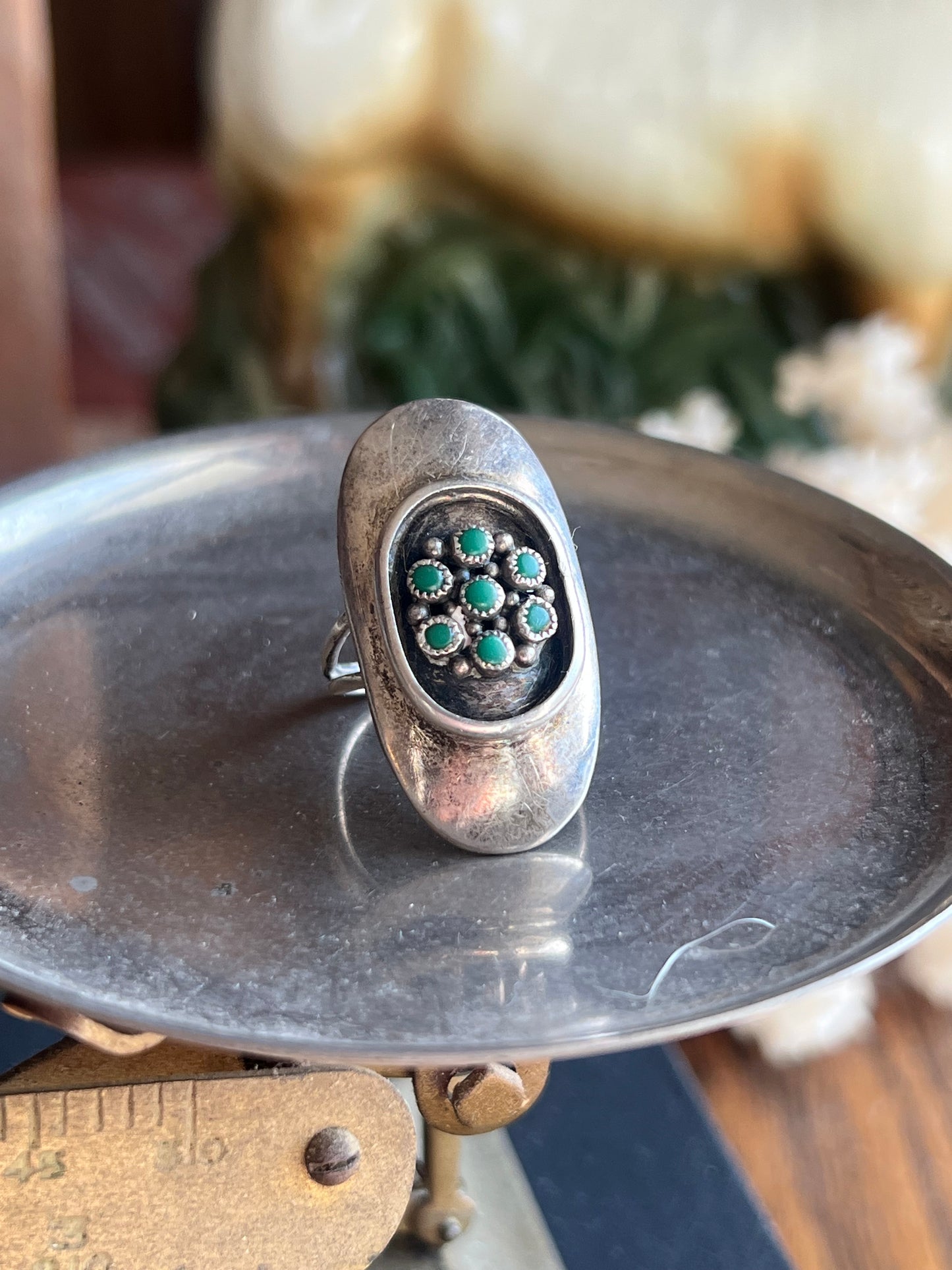 Green 7-Stone Shadow Box Ring