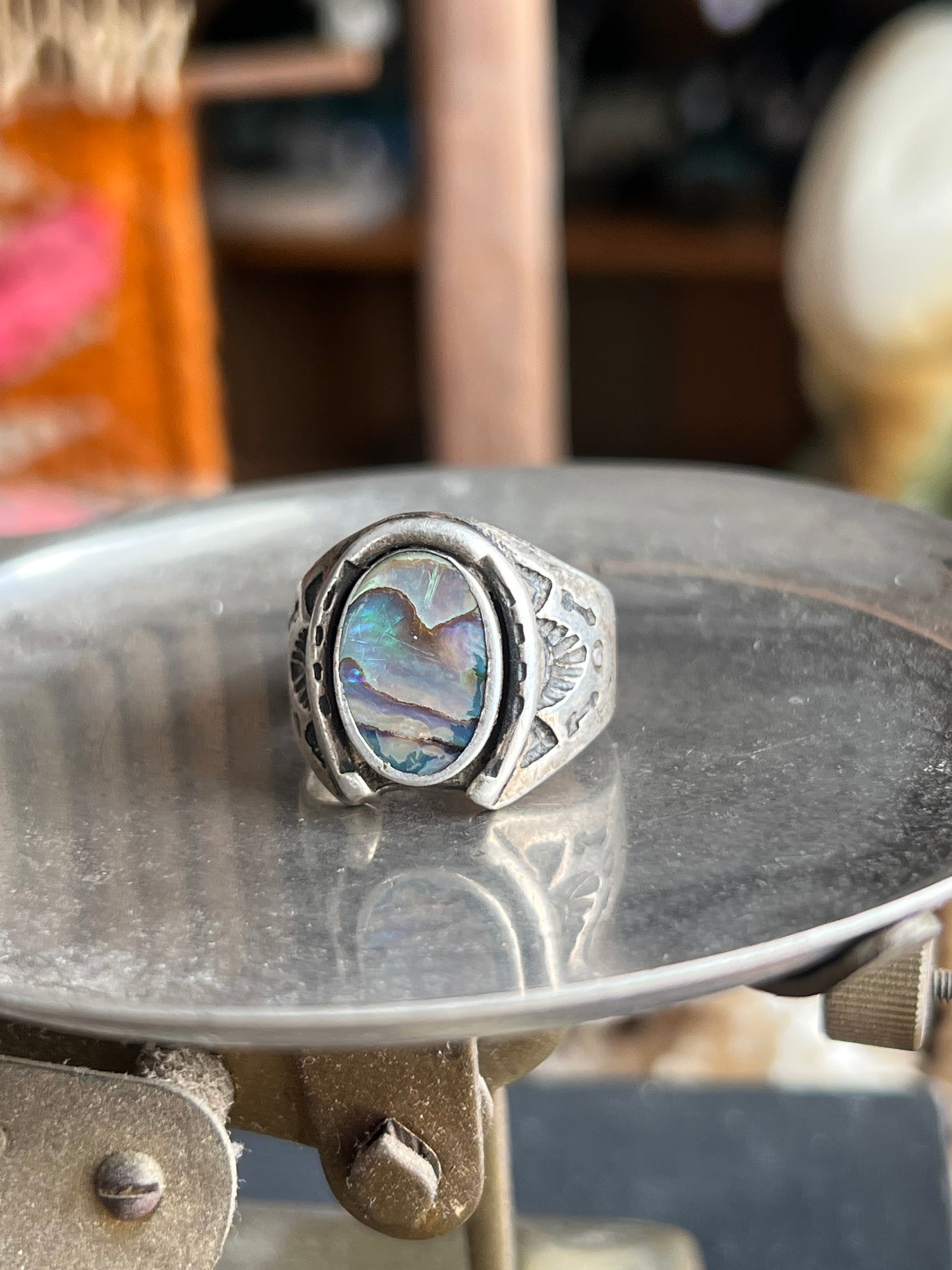 Iridescent Stone with Detailed Band
