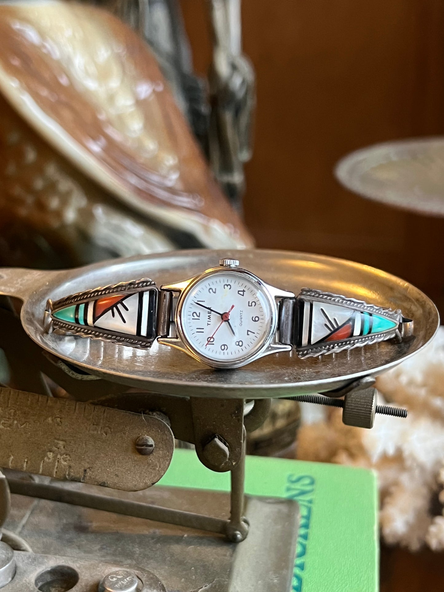 Vintage Timex Quartz Watch with Zuni Inlay