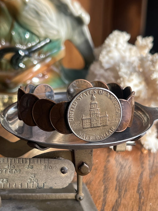 Vintage 1976 Bicentennial Penny Coin Cuff