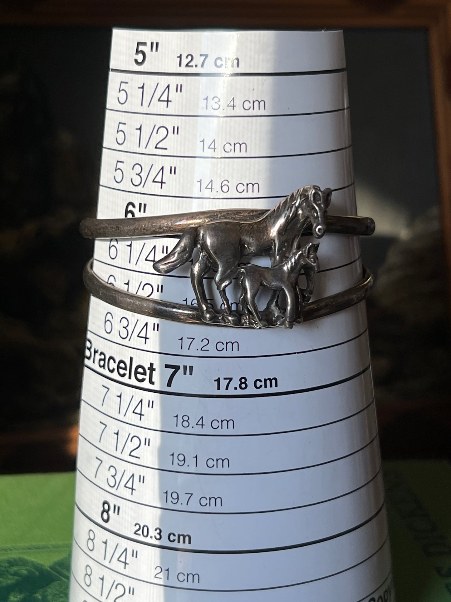 Vintage Sterling Silver Mexican 2 Horse Cuff