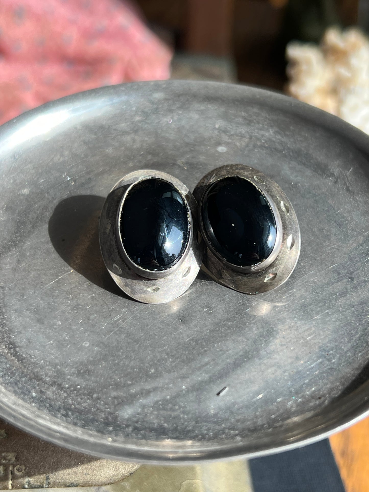 Black Onyx Sterling Silver Post Earrings