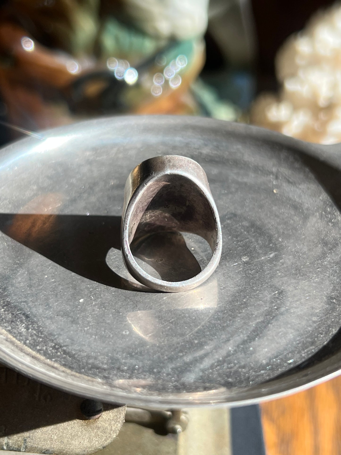 Turquoise & Coral Crushed Inlay Ring