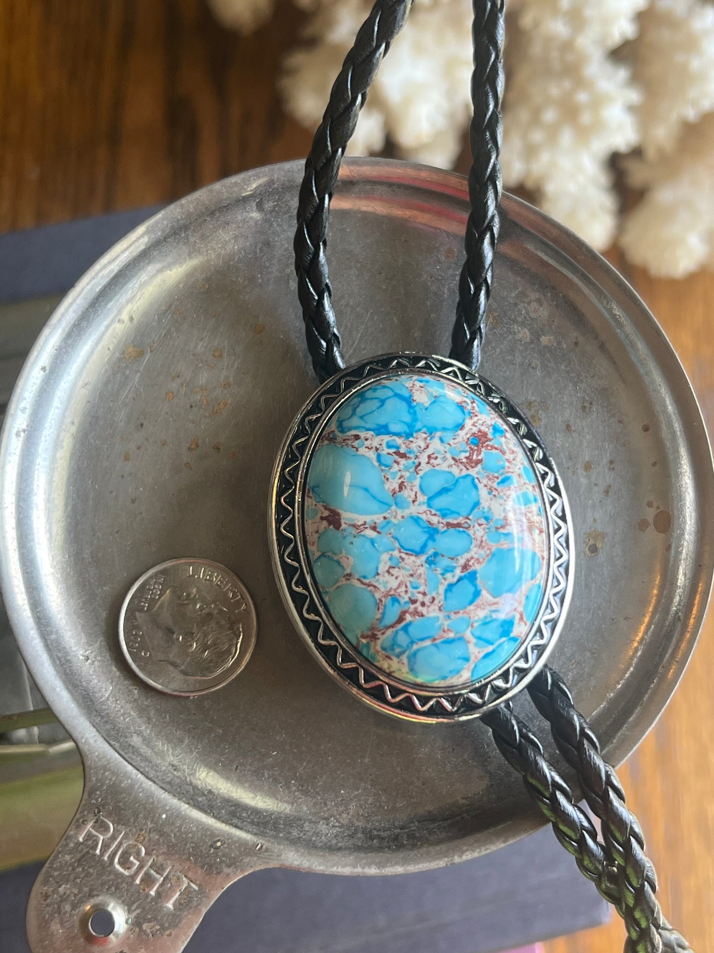 Crazy Lace Agate Turquoise Bolo Tie