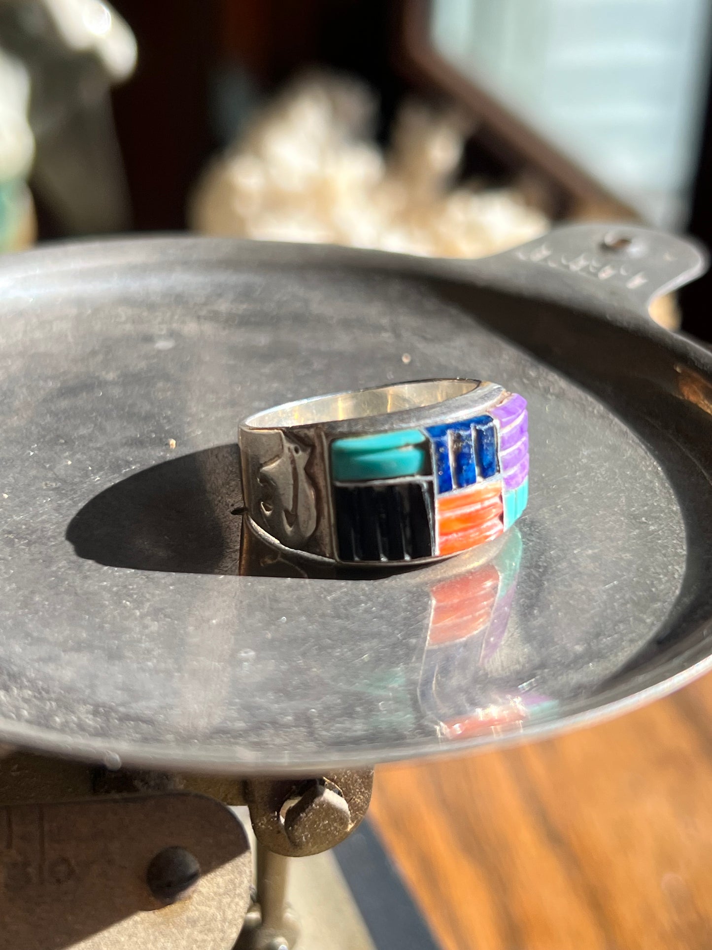“LG LO” Sterling Silver Multicolor Block Ring