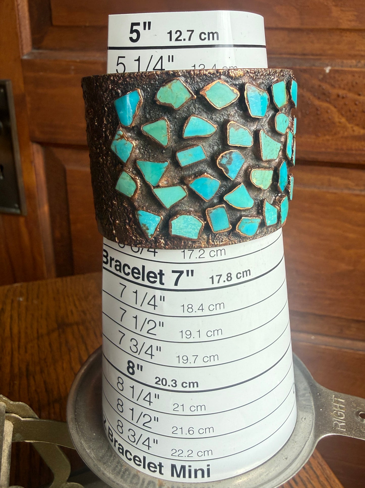 Solid Copper with Turquoise Stones Cuff