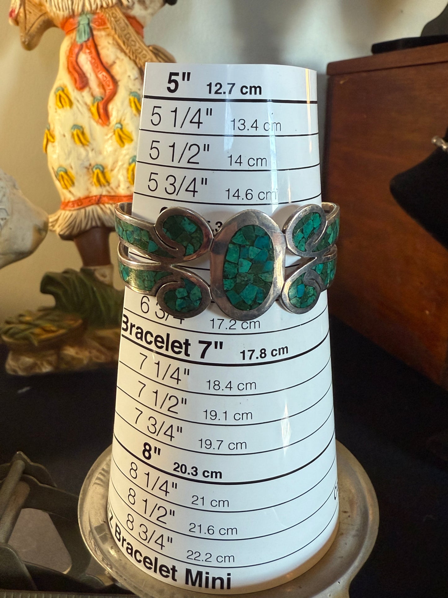 Crushed Green Turquoise Sterling Silver Cuff