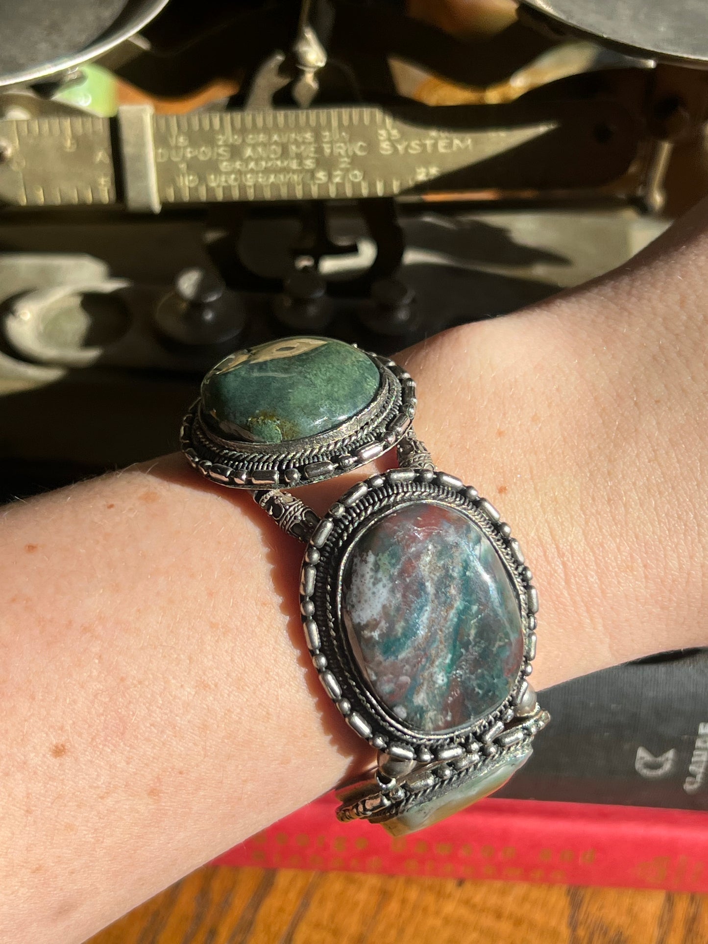 “EJK” Pawn Sterling Silver Multi-Color Stone Bracelet