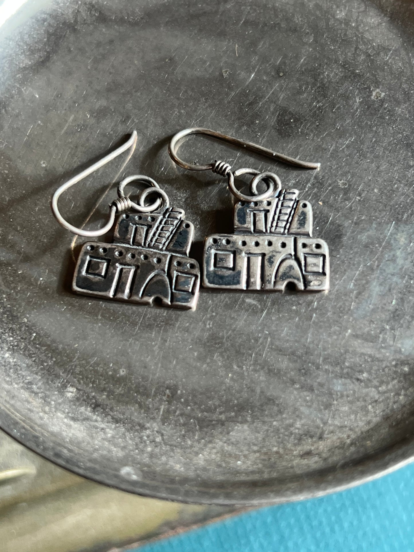 Sterling Silver Adobe Pueblo Hook Earrings