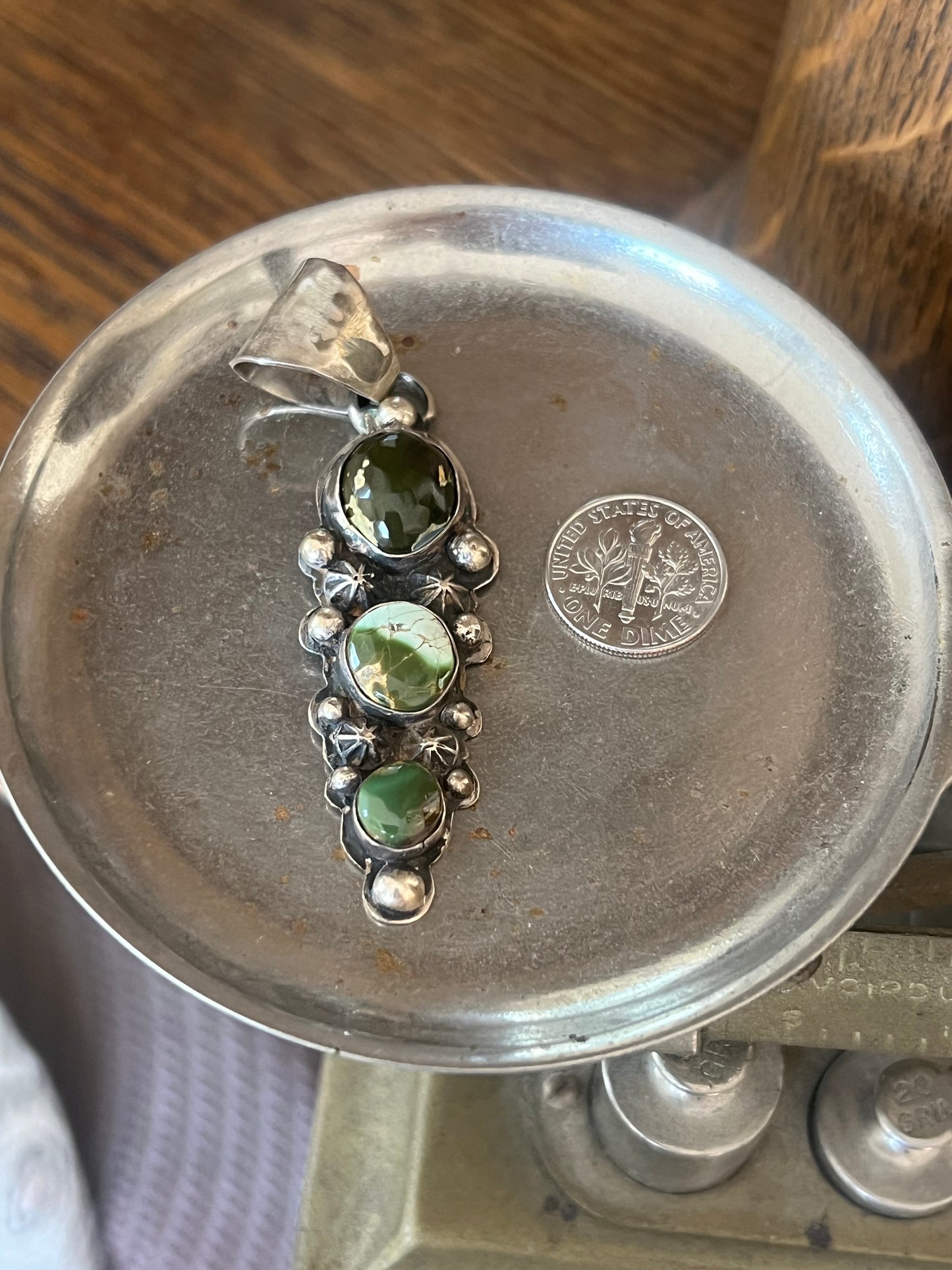 Danny Cruz Multi Green 3-Stone Pendant