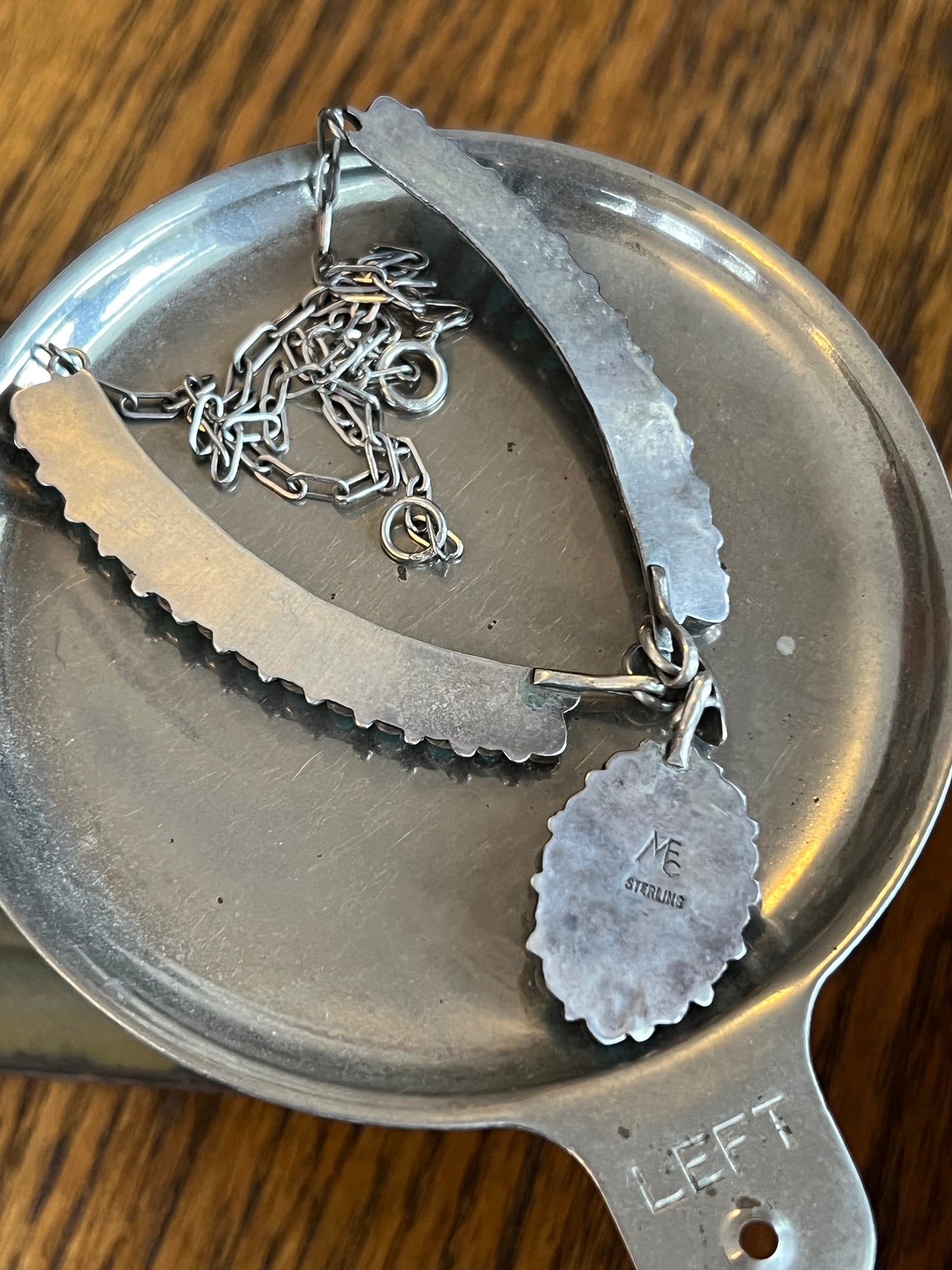 “MEC” Turquoise Zuni Panel Sterling Silver Necklace