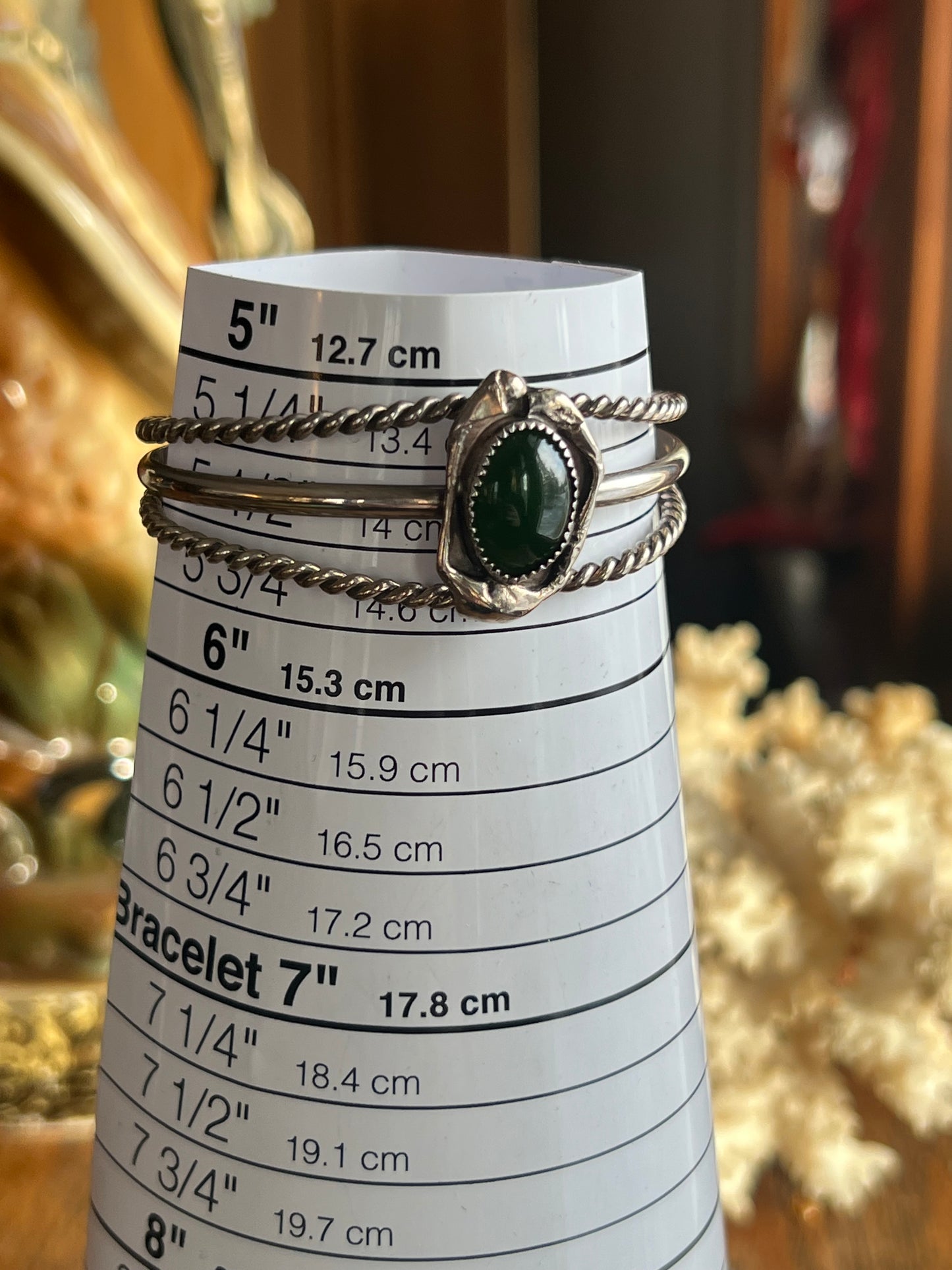 Malachite Stone Silver Cuff