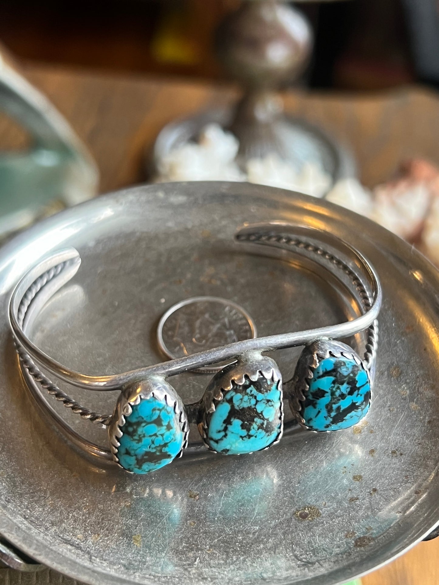 Kingman Turquoise 3-Stone Cuff