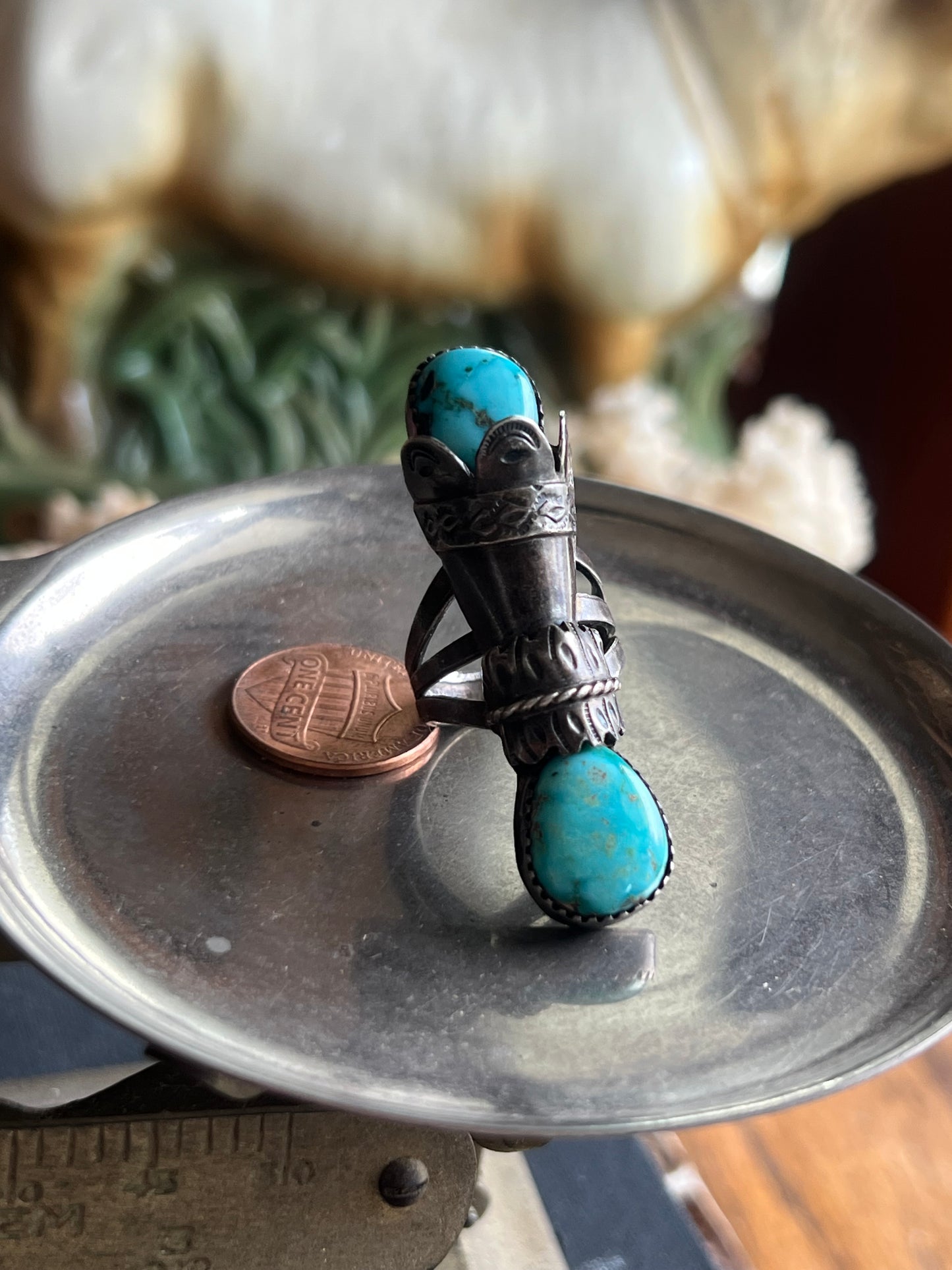 Double Turquoise Stone Capsule Ring