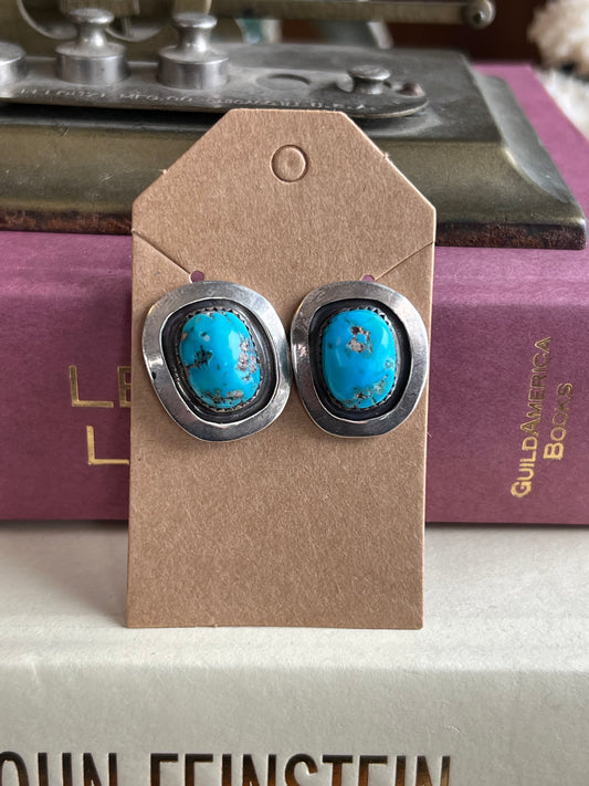 Kingman Turquoise Bezel Post Earrings