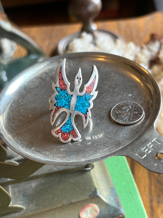 Crushed Inlay Peyote Bird Ring