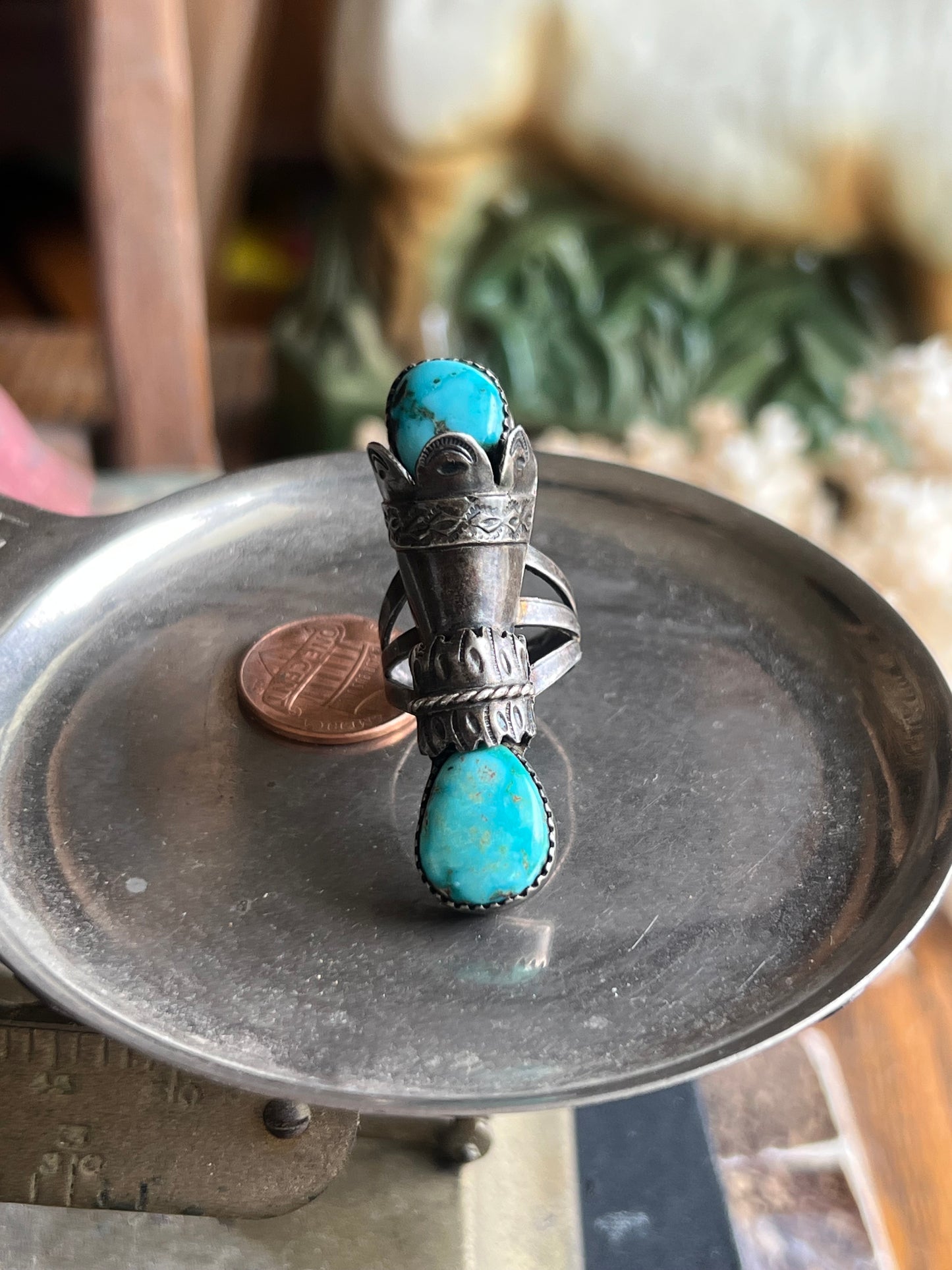 Double Turquoise Stone Capsule Ring