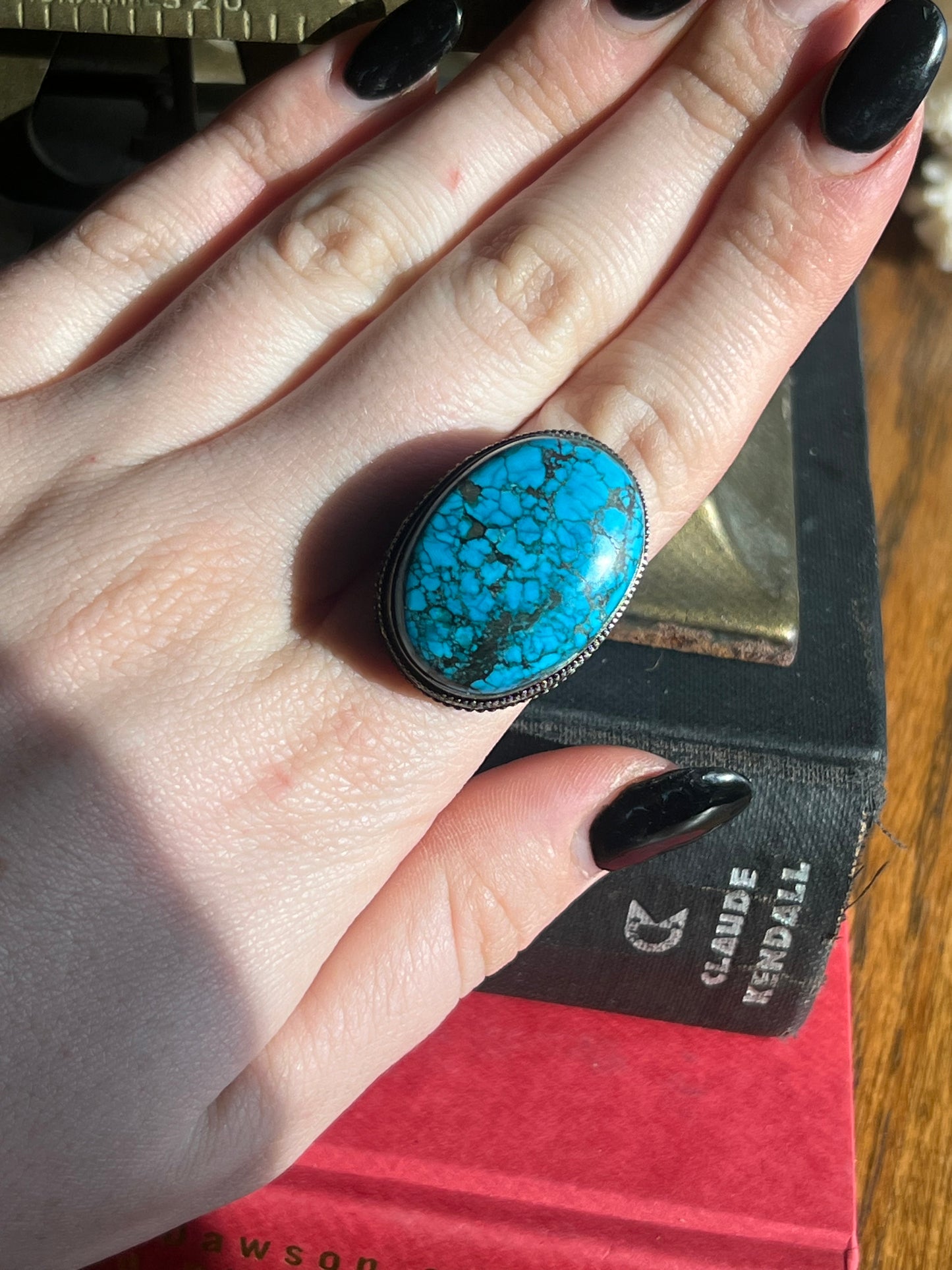 Sterling Silver Bisbee Blue Turquoise Stone Ring