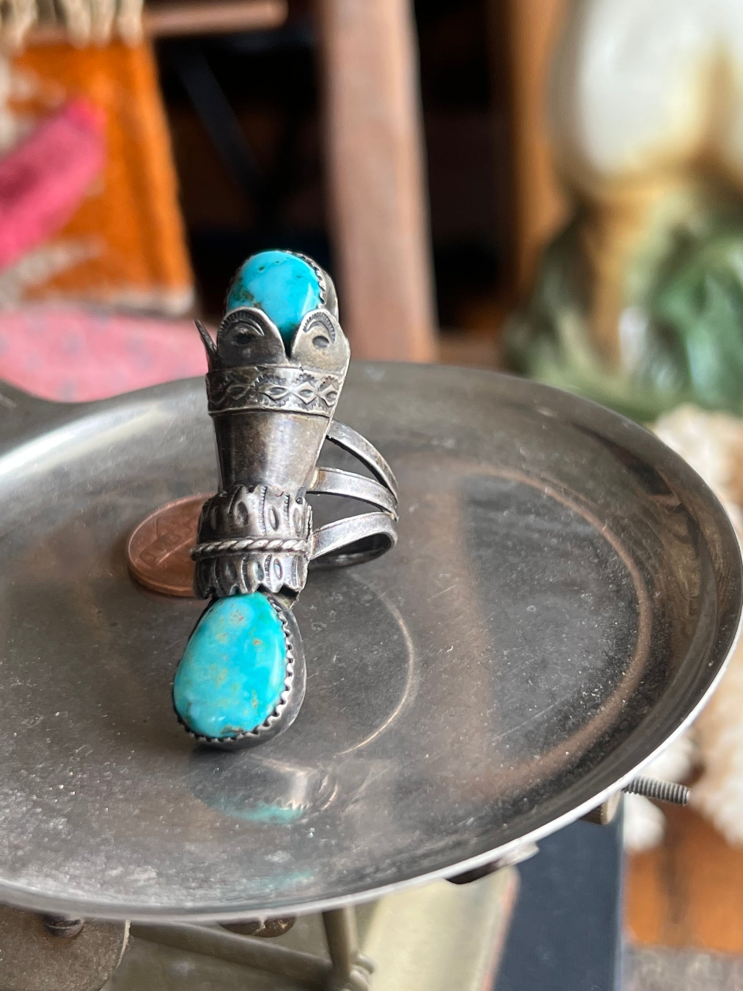Double Turquoise Stone Capsule Ring
