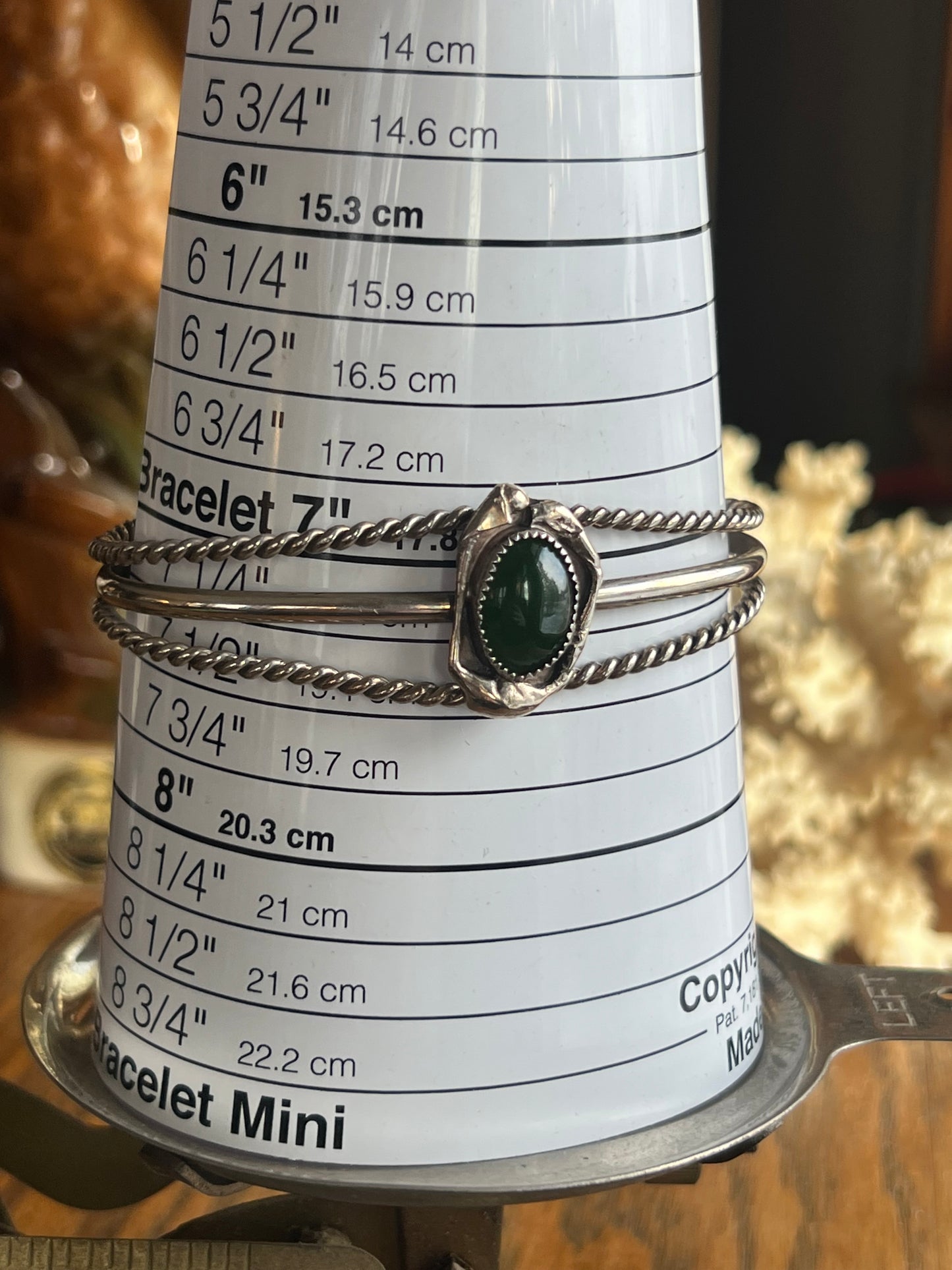 Malachite Stone Silver Cuff