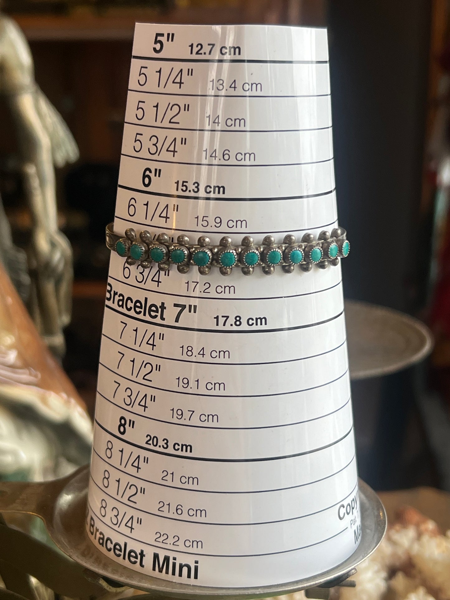 12 Turquoise Stone Sterling Silver Cuff