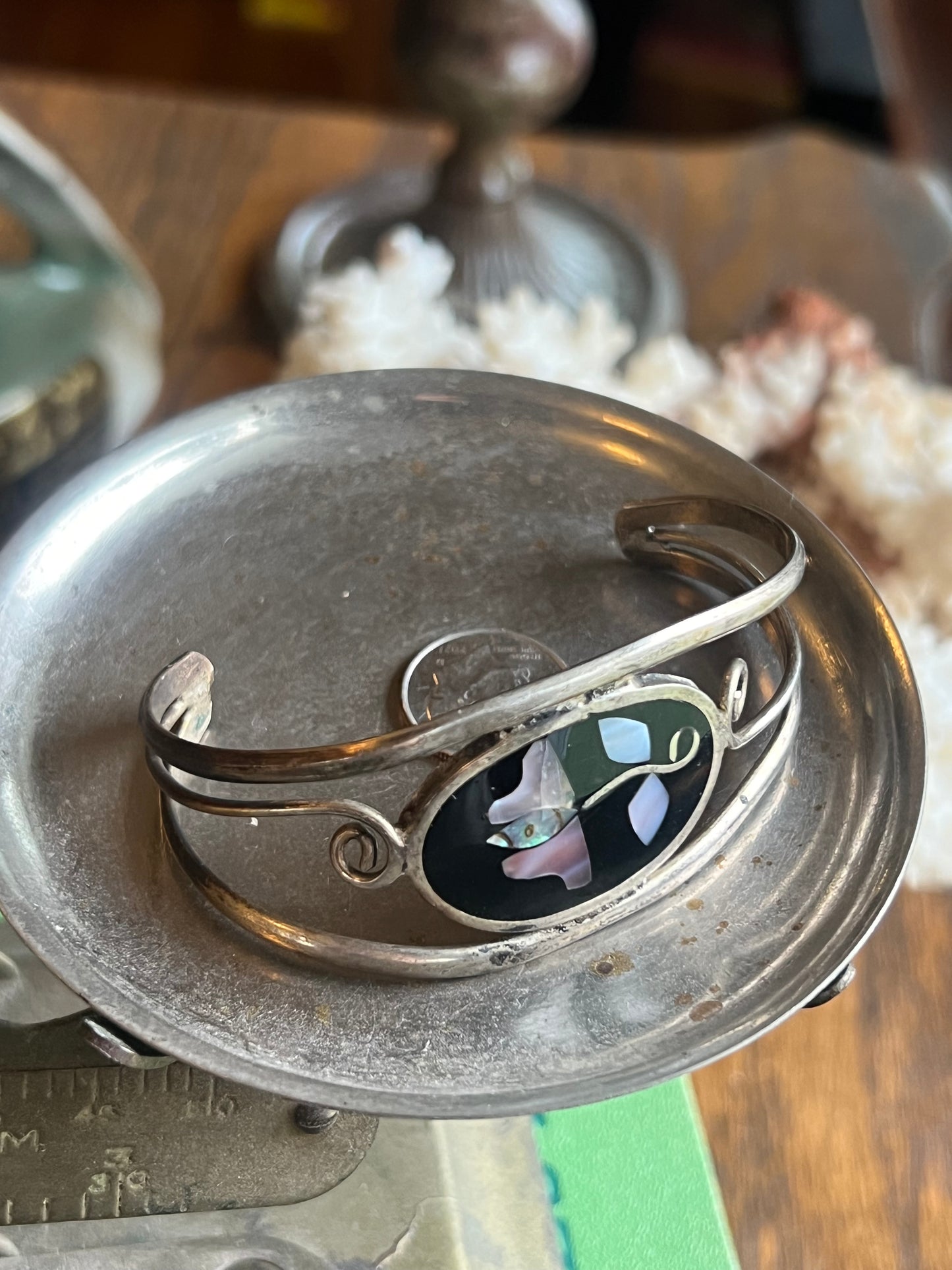 Vintage Mother of Pearl Inlay Cuff