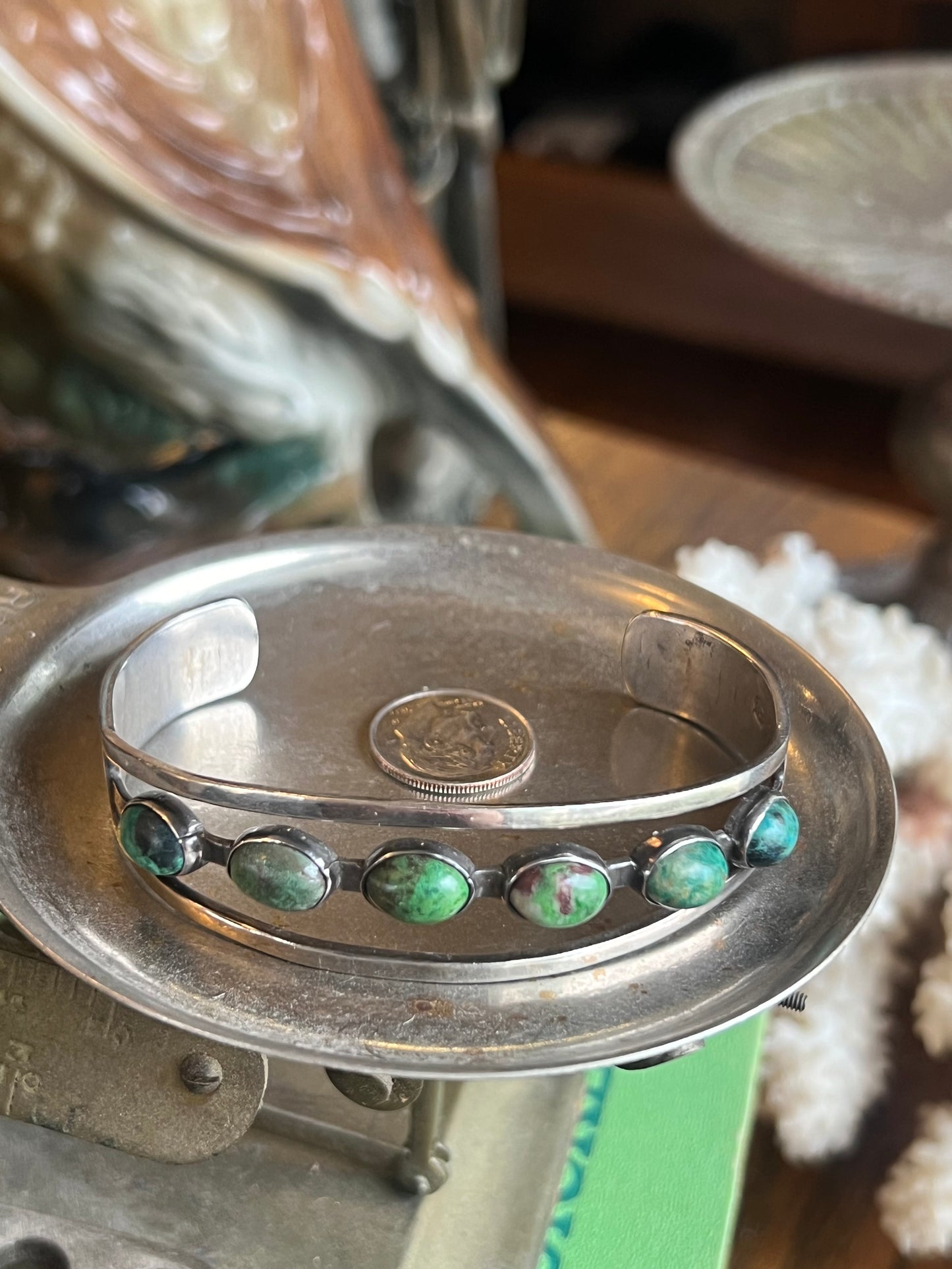 Green Turquoise 6-Stone Cuff