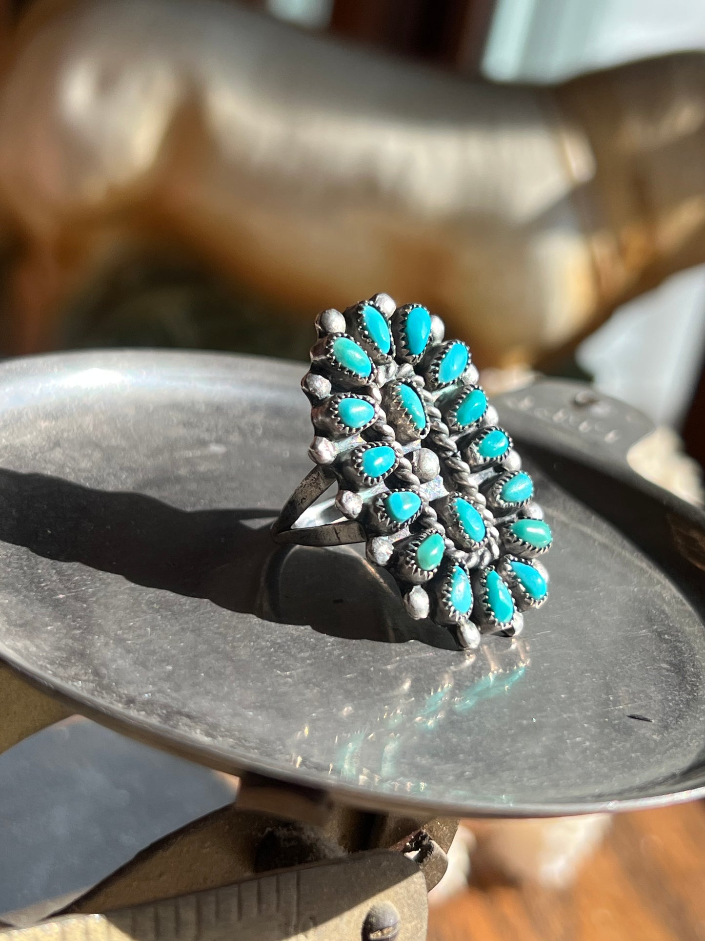Turquoise Petit Point Zuni Ring