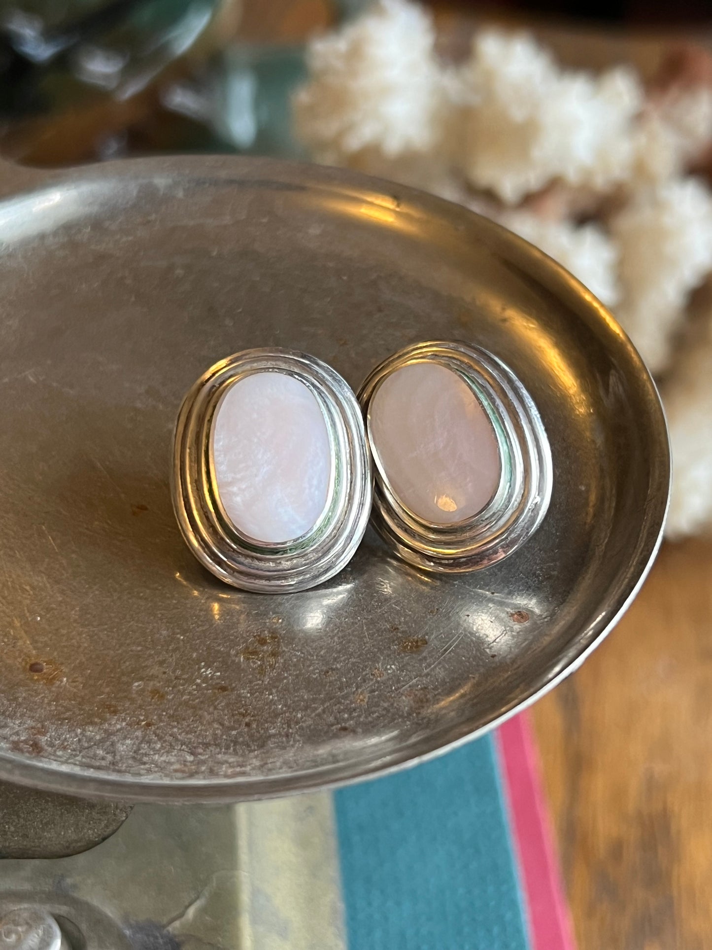 Mother of Pearl Sterling Silver Post Earrings