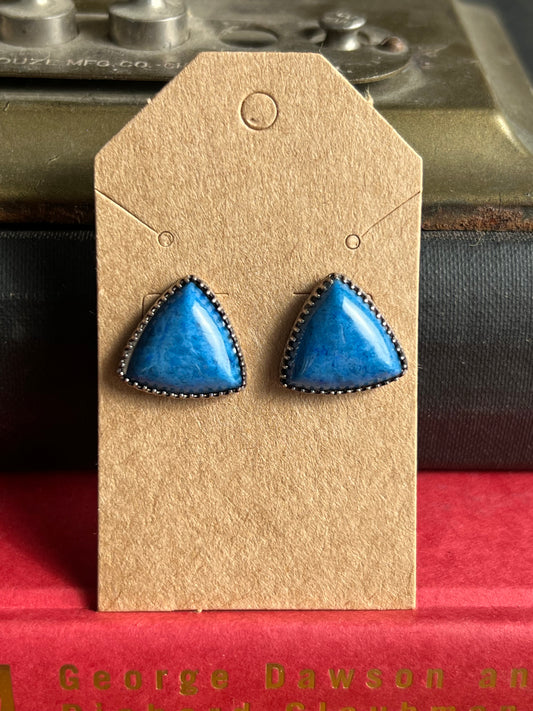 “EC” Blue Lapis Sterling Silver Post Earrings