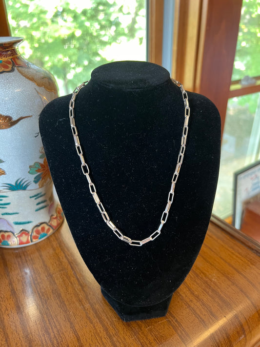 18” Sterling Silver Paperclip Link Chain Necklace